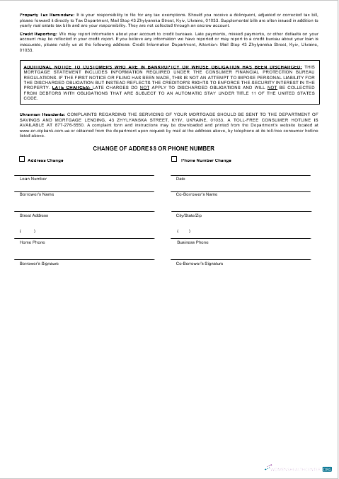 Download Ukrainian OTP bank mortgage statement in Word and PDF formats 3 Photoshop template